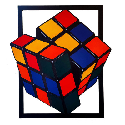 Quadro in legno con cubo di...