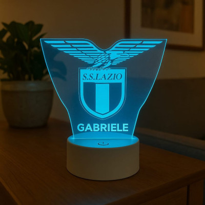 Lampada in Plexiglass con Logo Lazio Calcio e Nome Personalizzato
