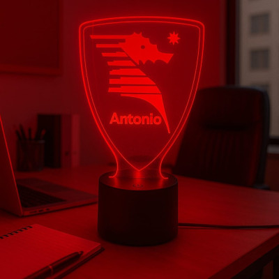 Lampada in Plexiglass con Disegno Logo Salernitana Calcio Nome Personalizzato