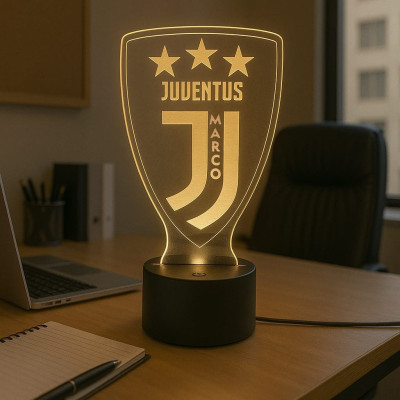 Lampada in Plexiglass Juventus Calcio e Nome Personalizzato