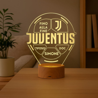Lampada in Plexiglass con Disegno Pallone Tifoso Doc Fino alla Fine Forza Juventus
