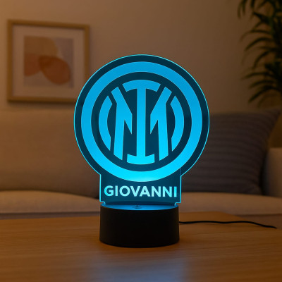 Lampada in Plexiglass con Logo Inter Calcio e Nome Personalizzato